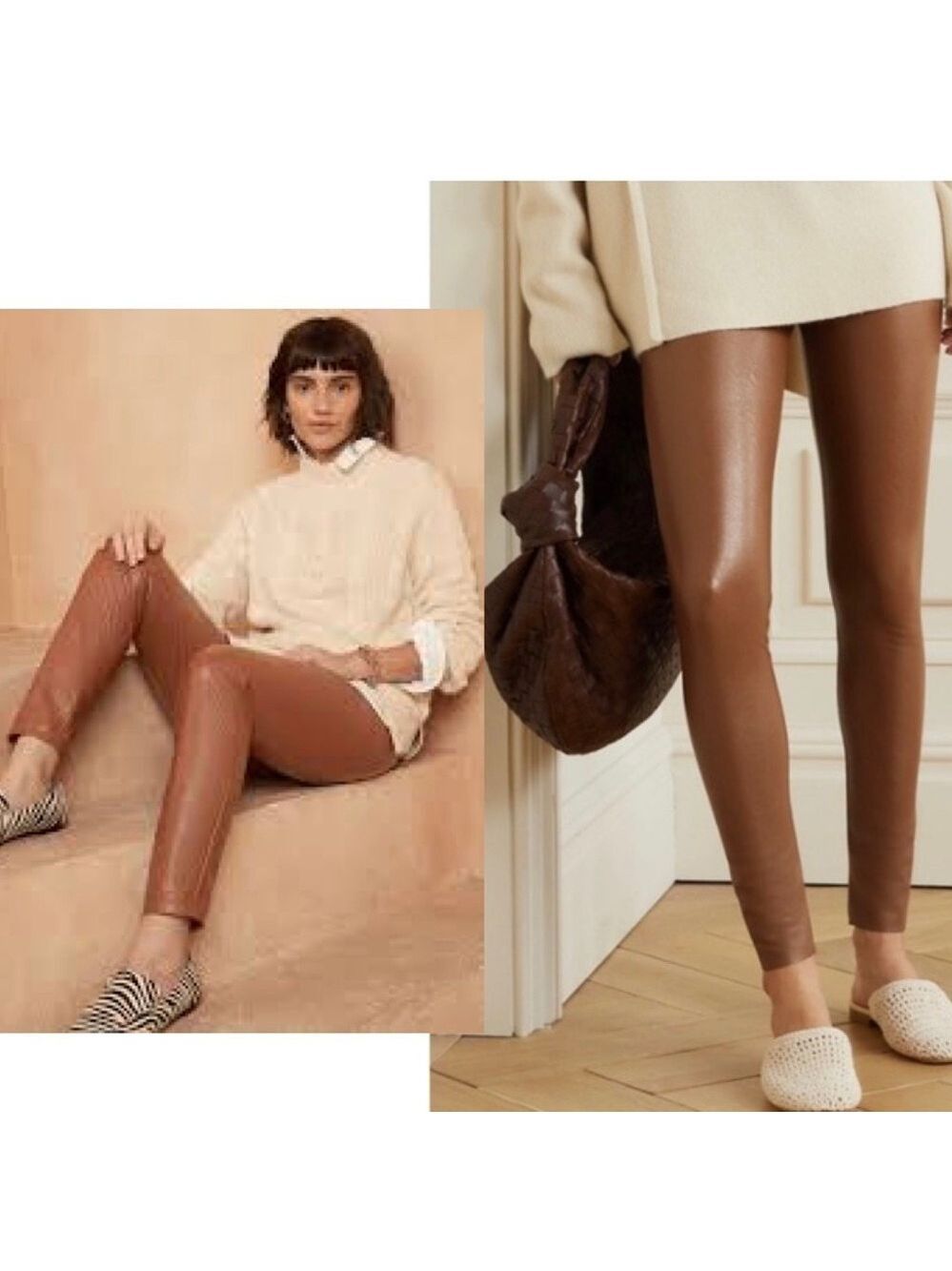 Banana Republic factory camel brown faux leather pleather high rise leggings S